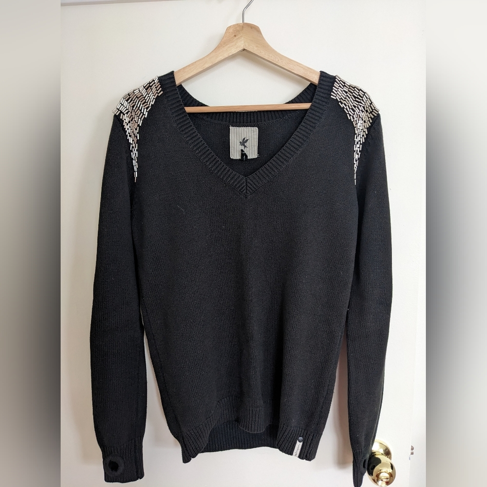 One Teaspoon Beaded Black Knit sweater Size S